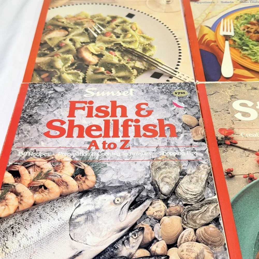 Sunset Cookbooks Lot of 4:‎ Pasta, Low-Fat, Fish & Shellfish, Stir-Fry Recipes